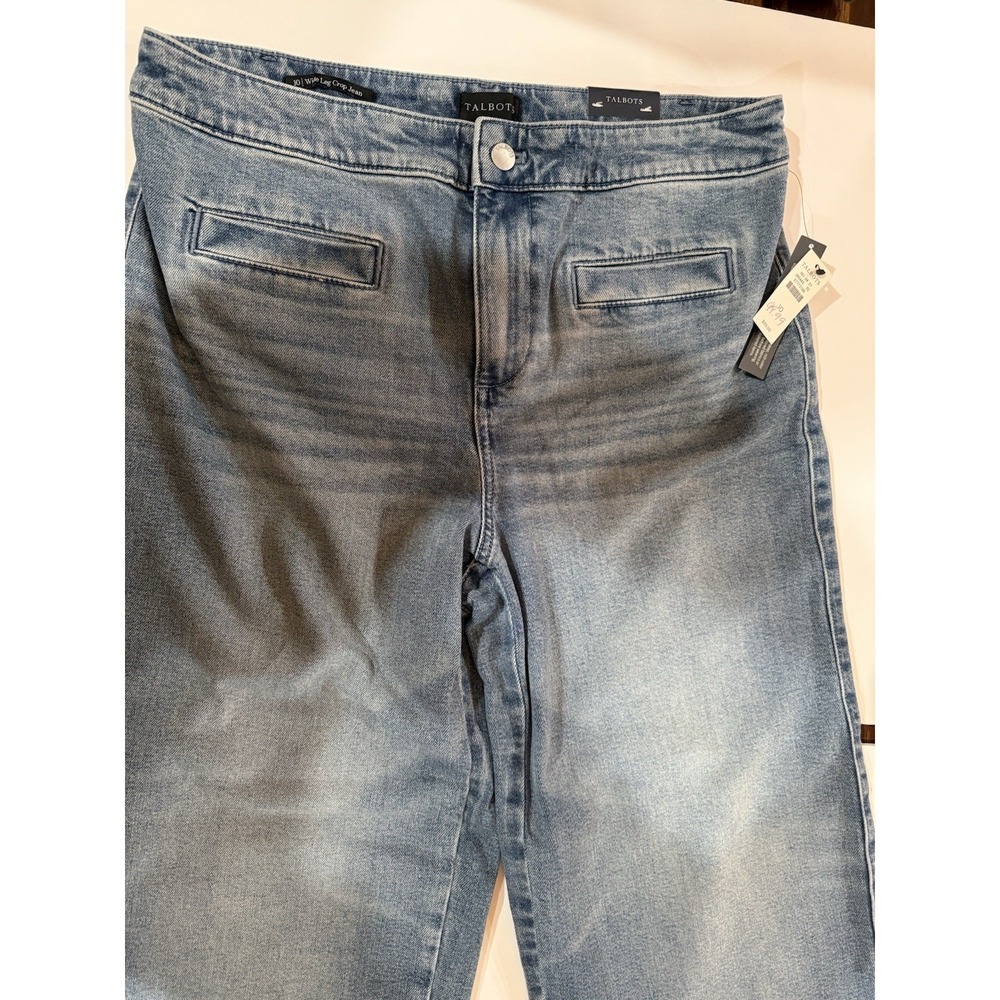 Talbots Wide Leg Crop Jean Mattituck Wash Blue Stretch Denim Size 10 NEW Cotton - Picture 9 of 10